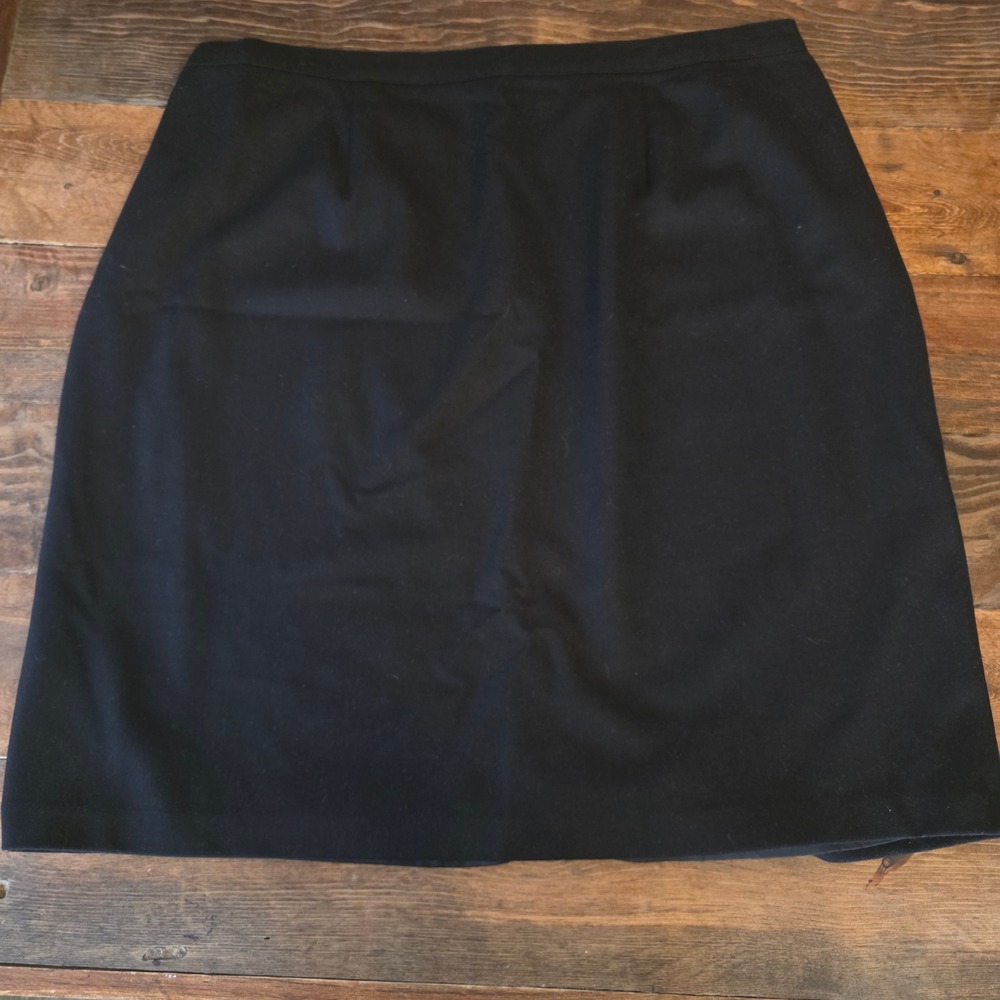 Sag Harbor Vintage 24W Black‎ Pure Wool Pencil Skirt Classic Professional lined